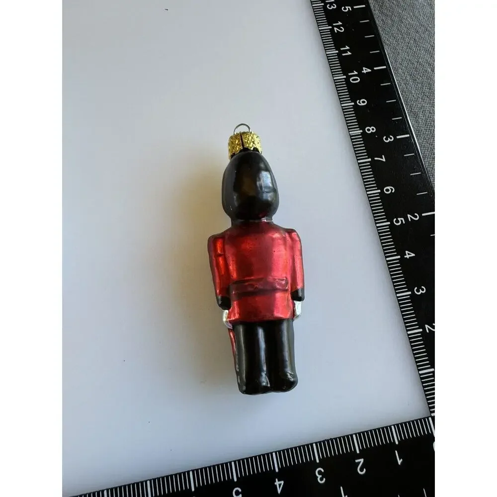 Vintage Blown Glass The Queen’s Guards Christmas Ornaments Red Black 5 Pcs EUC